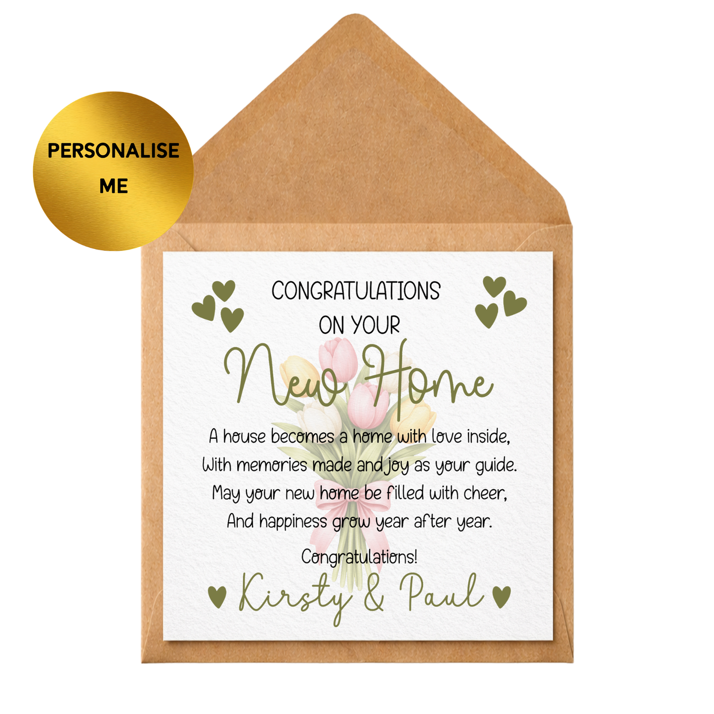 Personalised New Home Card, New Home Gift Card, Congratulations New Home Card, Housewarming Card, Custom Names Card, First Home Card