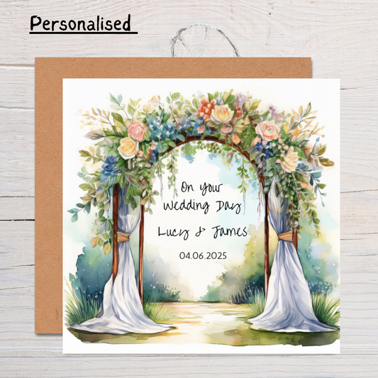 Personalised Floral Arch Wedding Card