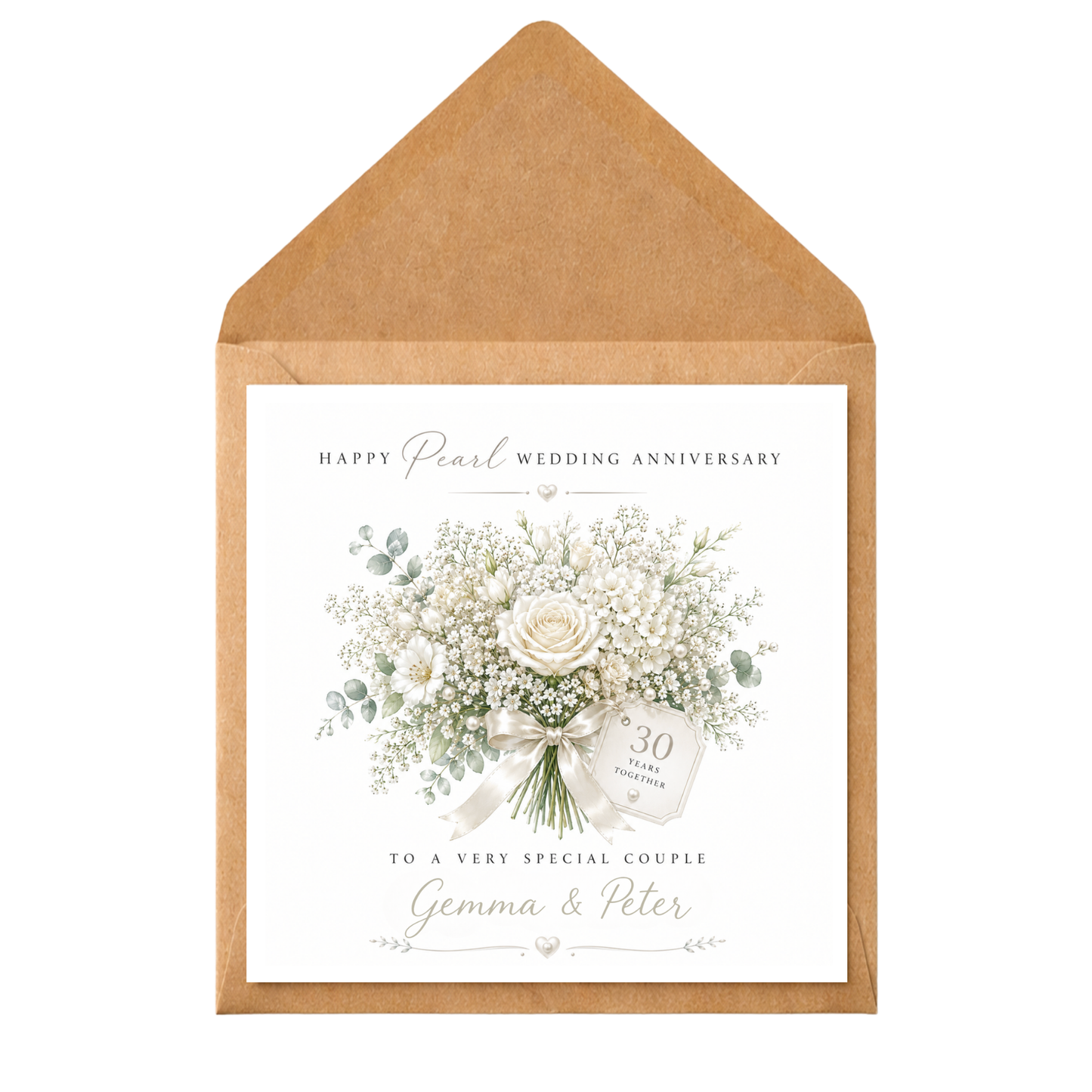 Personalised 30th Wedding Anniversary Card, Pearl Wedding Anniversary Card, Personalised Pearl Anniversary Card, 30 Years Together Card