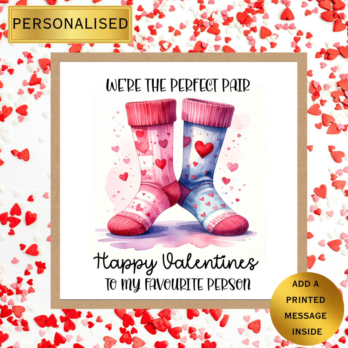 Personalised Valentine’s / Anniversary Card – We’re the Perfect Pair – Cute Socks Card for Him Her – Custom Romantic Card for Any Couple