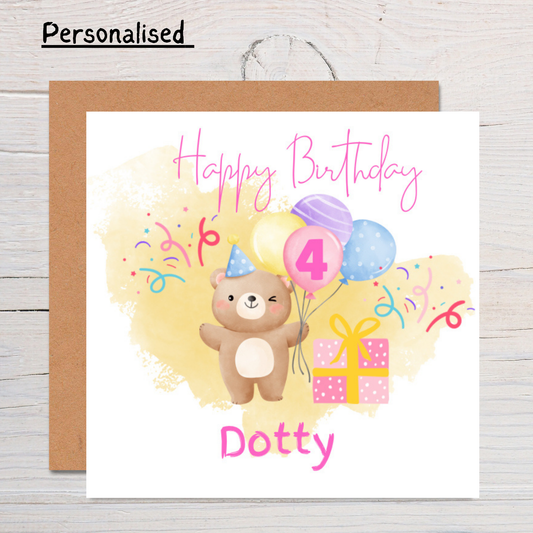 Personalised Girls Birthday Card