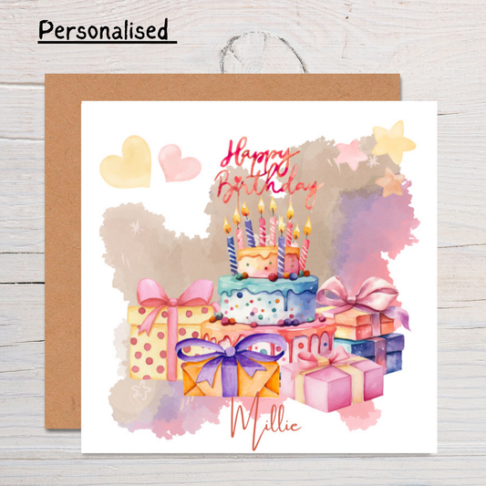 Personalised Birthday Card for Her: Handmade Keepsake Card