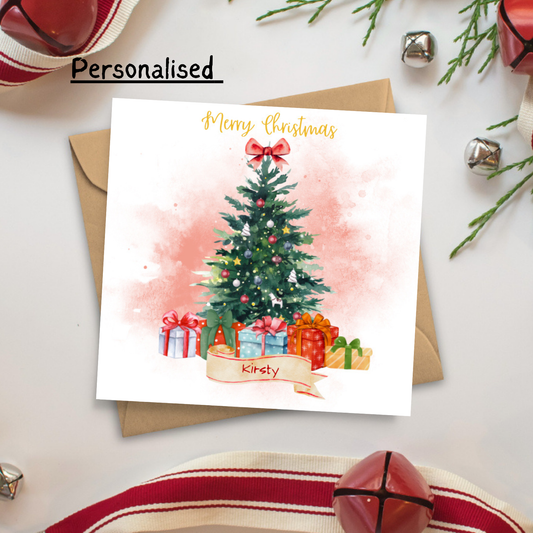 Personalised Christmas Card | Custom Name Christmas Tree Card | Festive Holiday Greeting Card