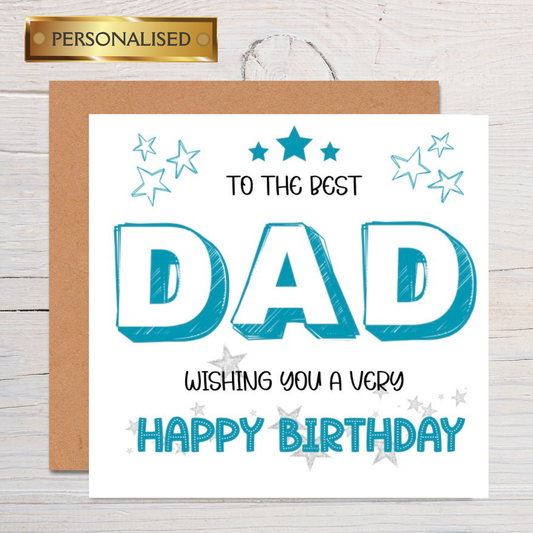 Personalised Birthday Card for Dad: Custom Message, Kraft Envelope