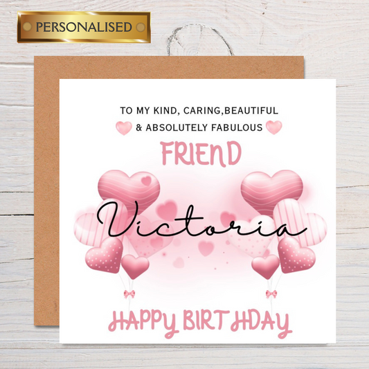 ersonalised Female Relation Birthday Card | Custom Name & Relation Greeting Card | Heart Balloon Design | Sister, Friend, Mum, Daughter