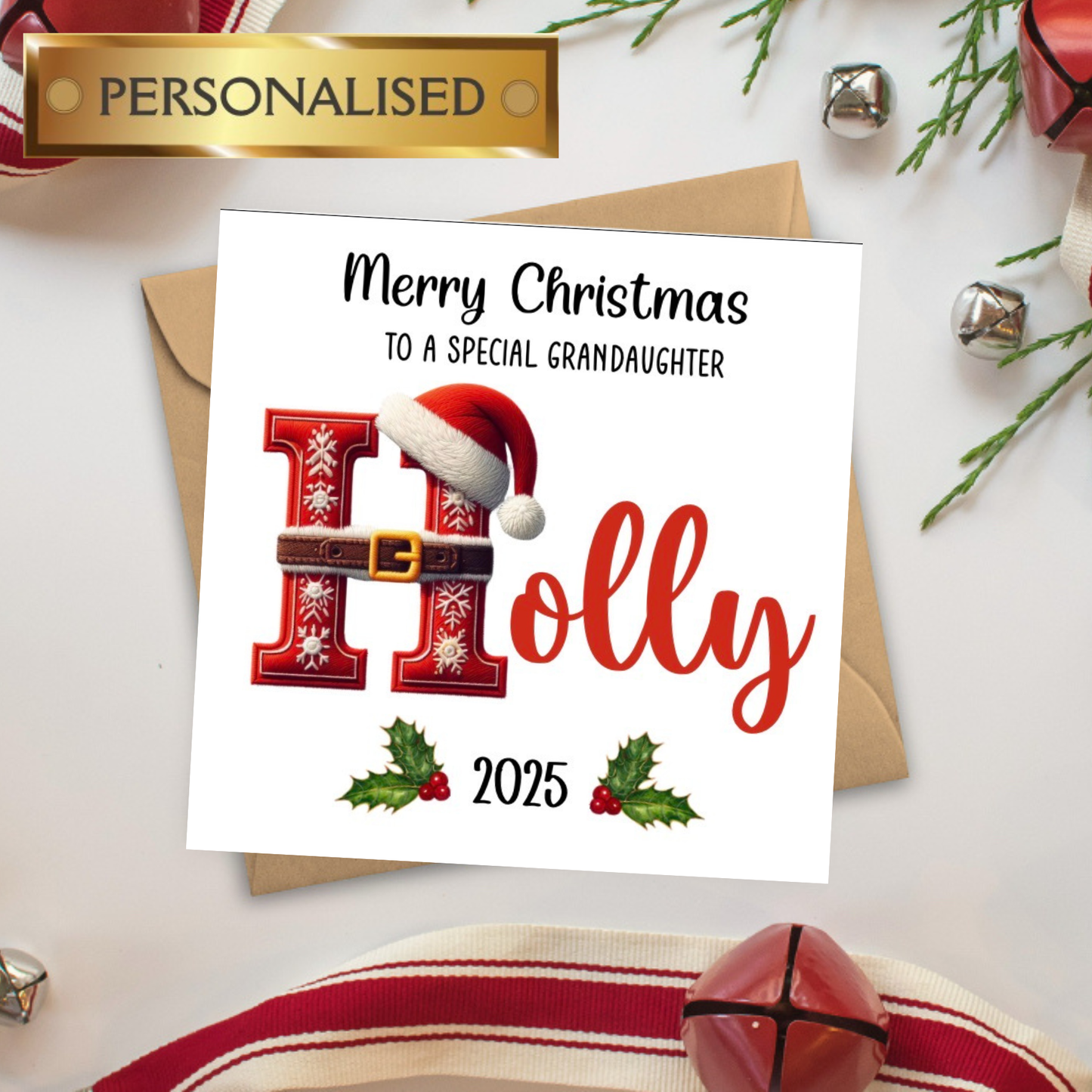 Personalised Christmas Card for Any Name & Relation | Custom Name Xmas Card for Son, Daughter, Grandchild, Niece, Nephew 2025
