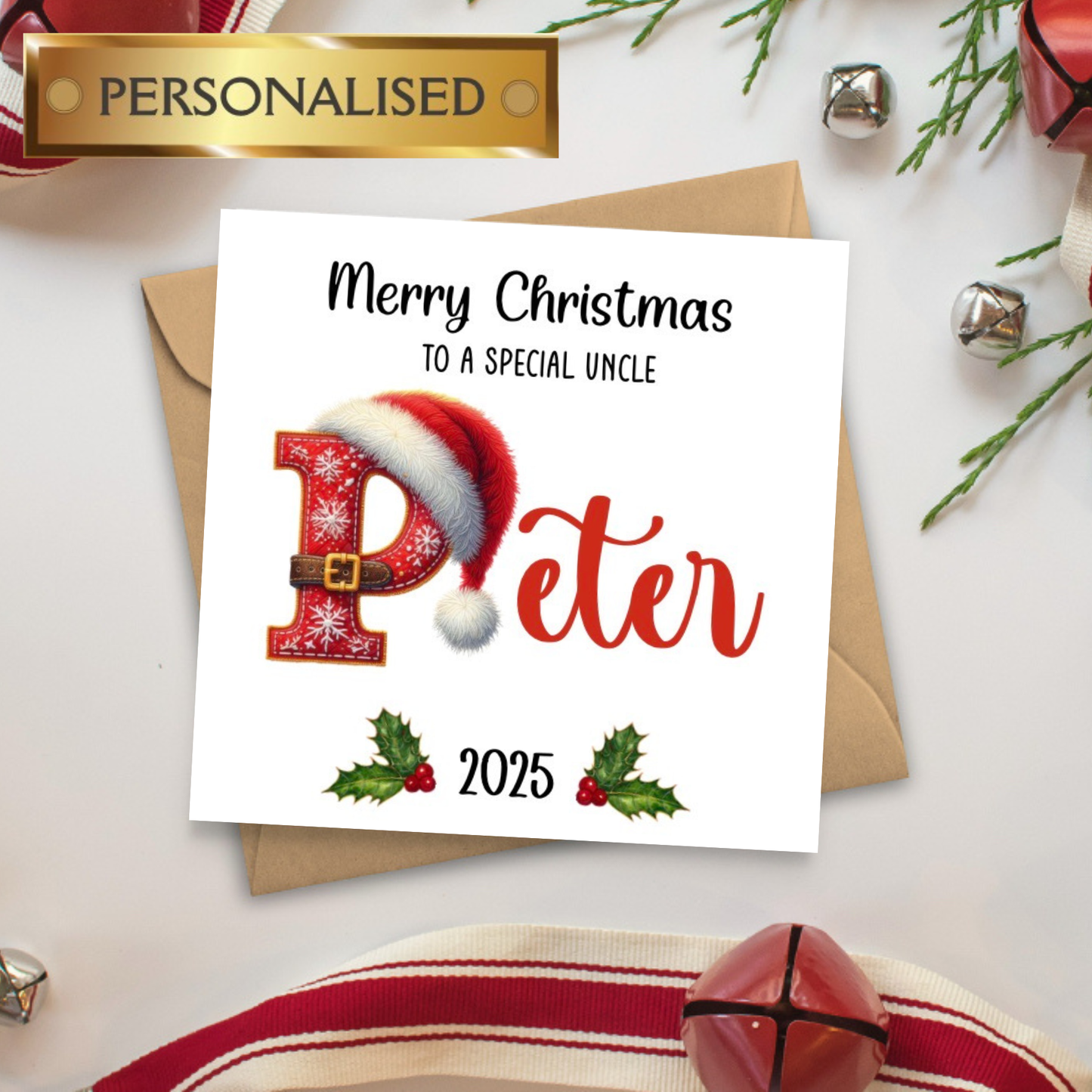 Personalised Christmas Card for Any Name & Relation | Custom Name Xmas Card for Son, Daughter, Grandchild, Niece, Nephew 2025