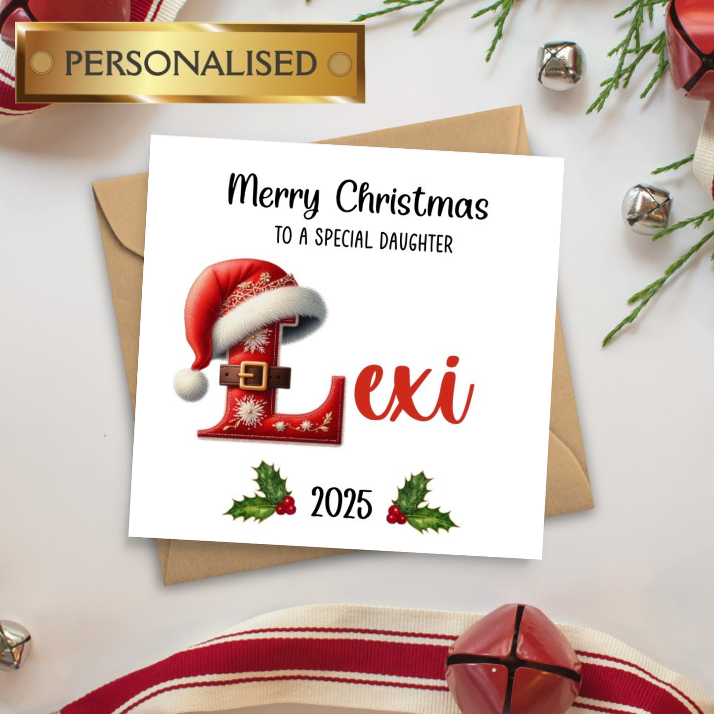 Personalised Christmas Card for Any Name & Relation | Custom Name Xmas Card for Son, Daughter, Grandchild, Niece, Nephew 2025