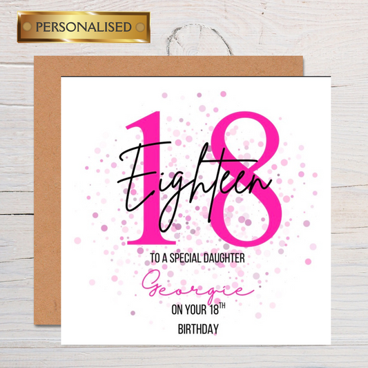 Personalised Birthday Card For Her: Custom Age, Name and Relation, Greeting Card for her