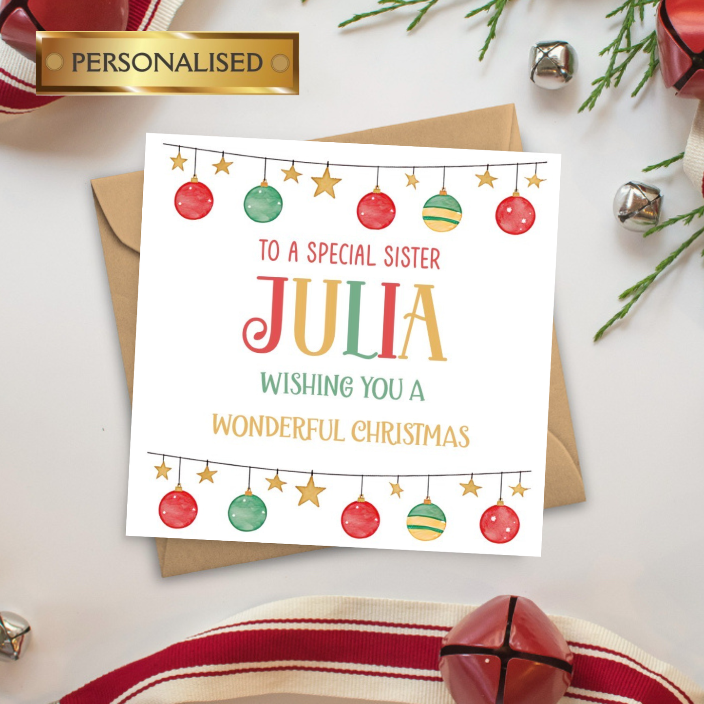Personalised Christmas Card for Any Name & Relation | Custom Holiday Card for Family and Friends | Personalised Christmas Cards