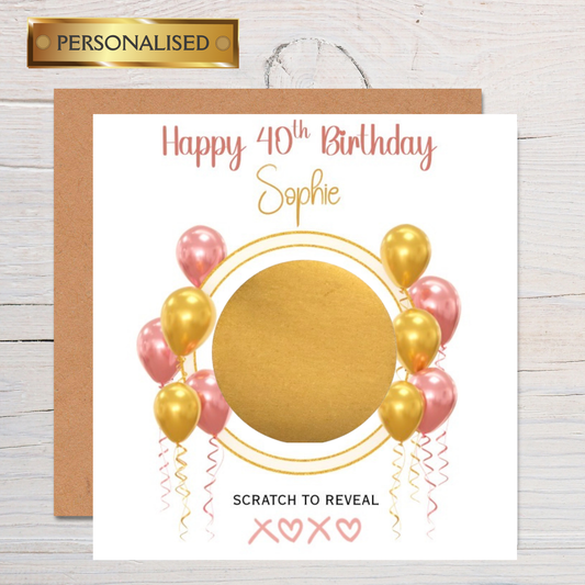 Personalised Scratch to Reveal Milestone Birthday Card – Custom Name & Message, Surprise Reveal Birthday Card for Any Age