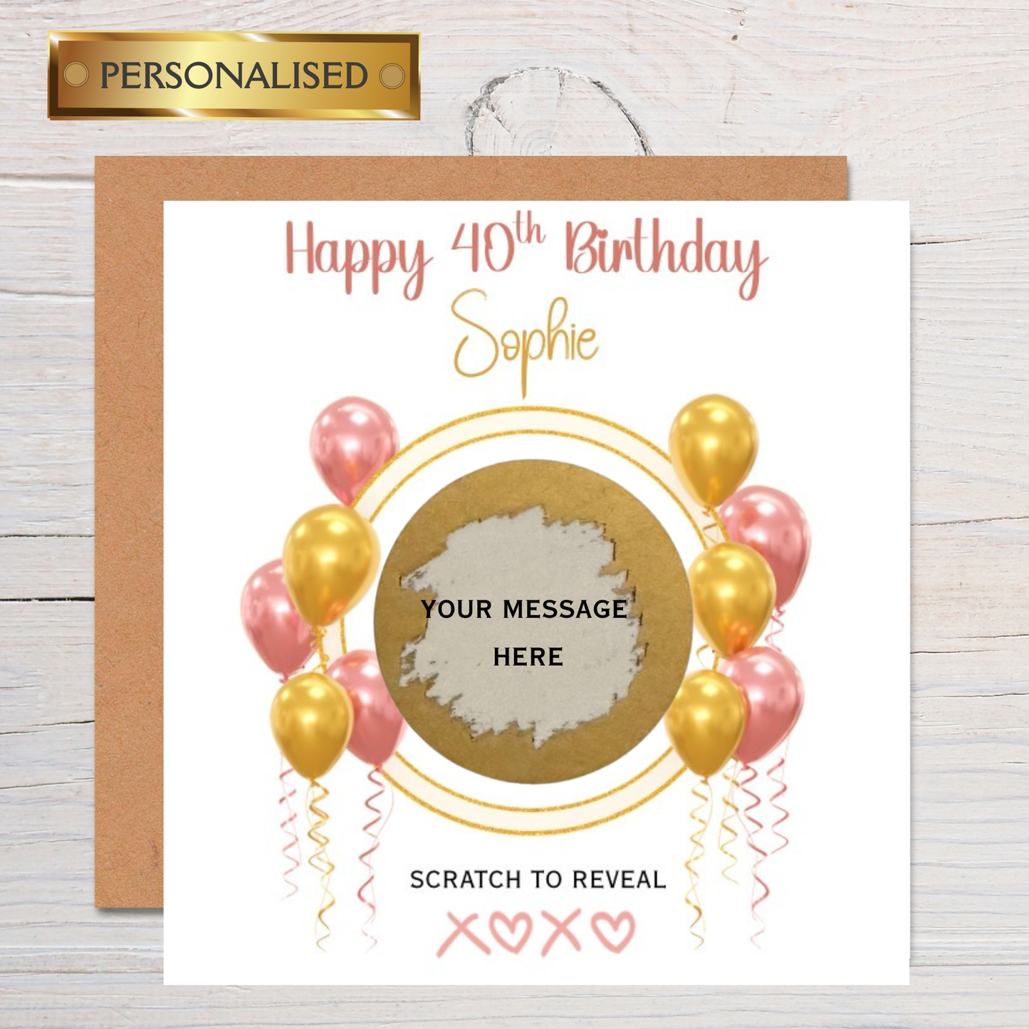 Personalised Scratch to Reveal Milestone Birthday Card – Custom Name & Message, Surprise Reveal Birthday Card for Any Age