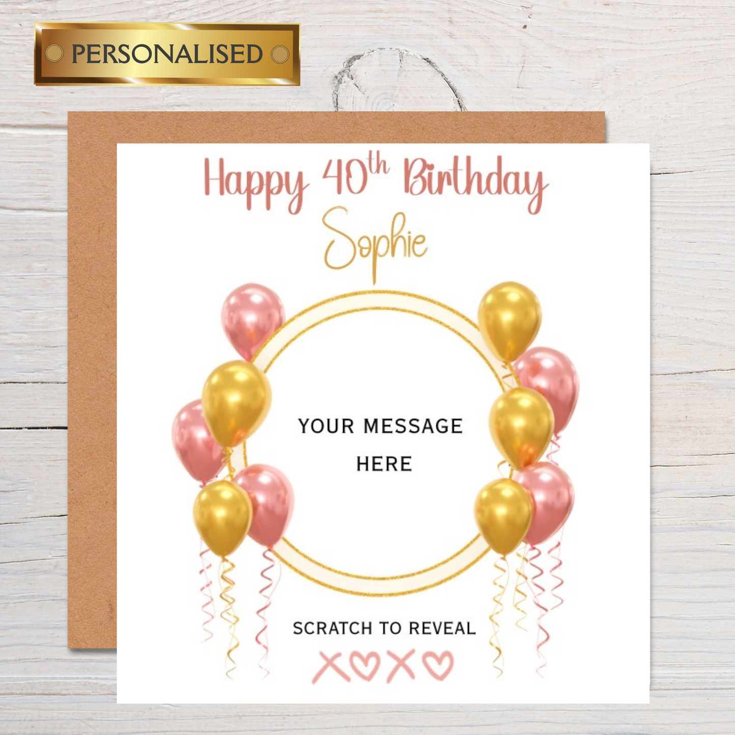Personalised Scratch to Reveal Milestone Birthday Card – Custom Name & Message, Surprise Reveal Birthday Card for Any Age