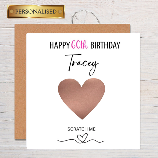 Personalised Scratch to Reveal Milestone Birthday Card – Custom Name & Message, Surprise Reveal Birthday Card for Any Age