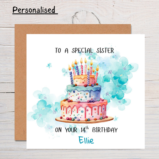 Personalised Sister Birthday Card: Custom Name & Age
