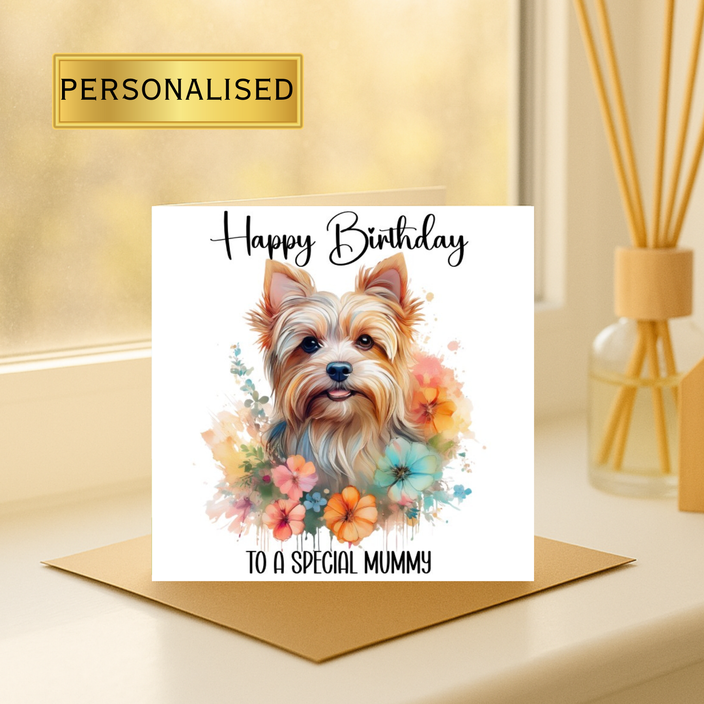 Personalised Yorkshire Terrier Birthday Card: Custom Dog Lover Gift