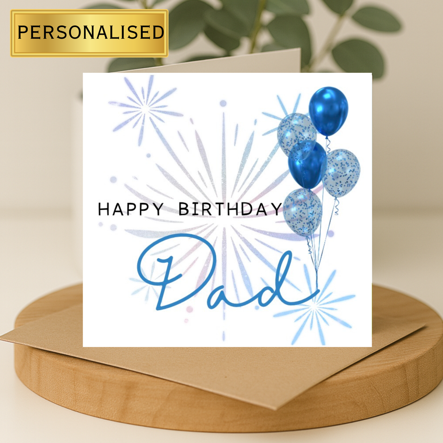 Personalised Birthday Card for Dad: Custom Message, Kraft Envelope (Copy)