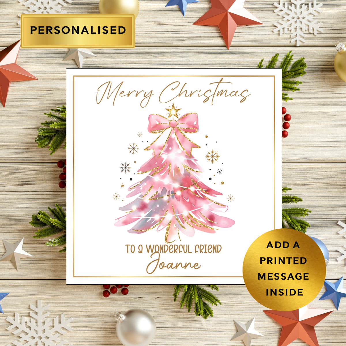 Personalised Christmas Card for Any Relative or Friend • Custom Name Xmas Card • Friend | Mum | Sister | Aunt • Holiday Greeting Card