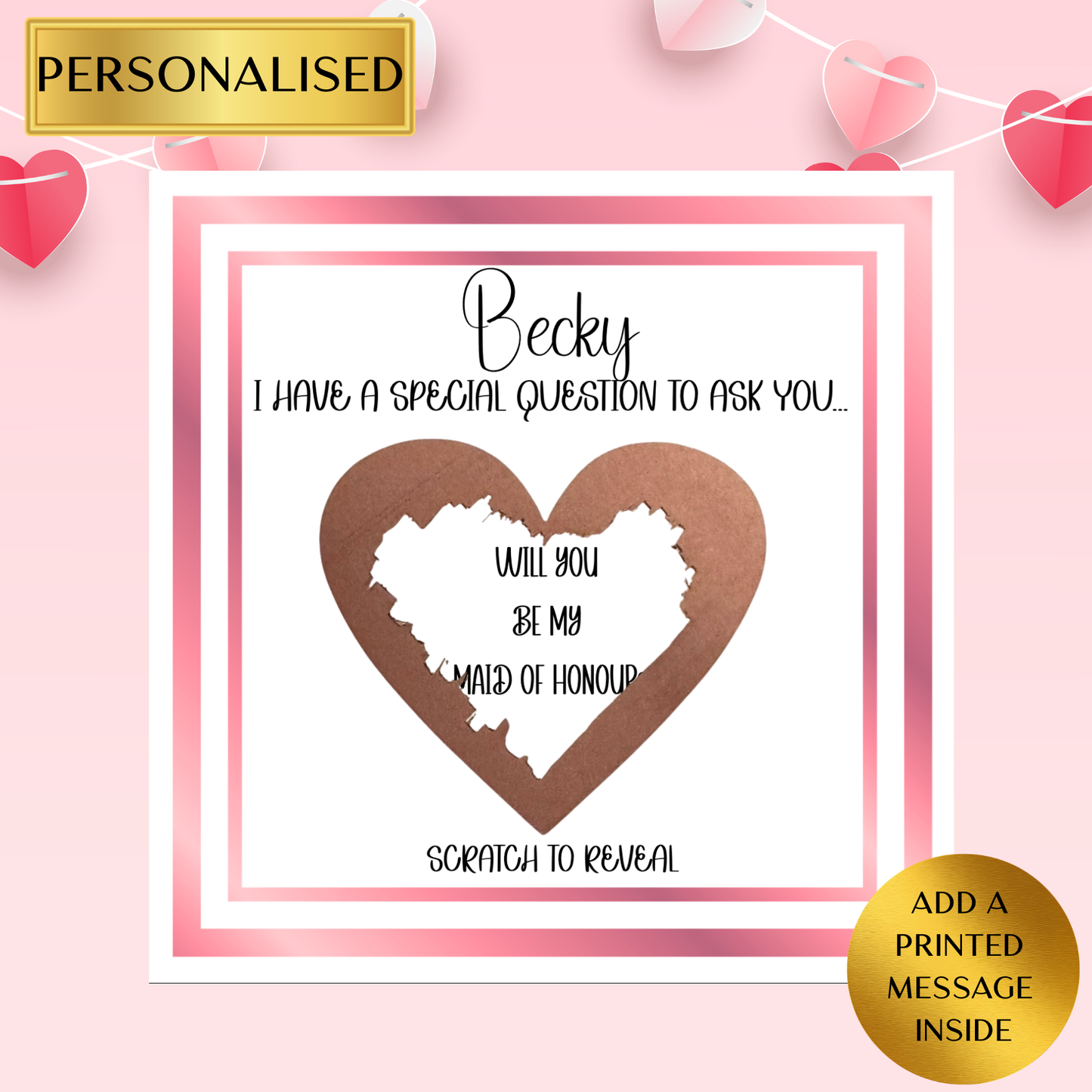 Personalised Scratch to Reveal Card – Special Question | Custom Surprise Reveal Card | Scratch Off Question | Proposal Card