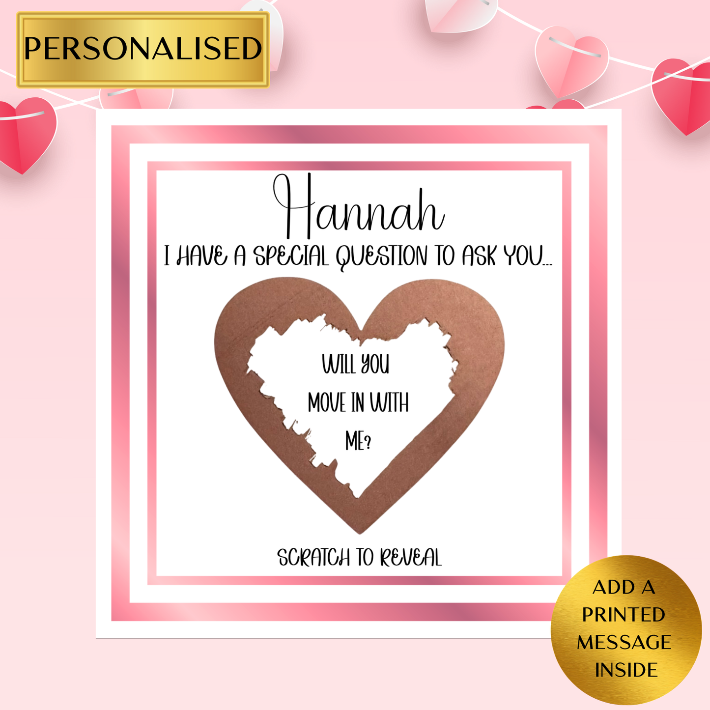 Personalised Scratch to Reveal Card – Special Question | Custom Surprise Reveal Card | Scratch Off Question | Proposal Card
