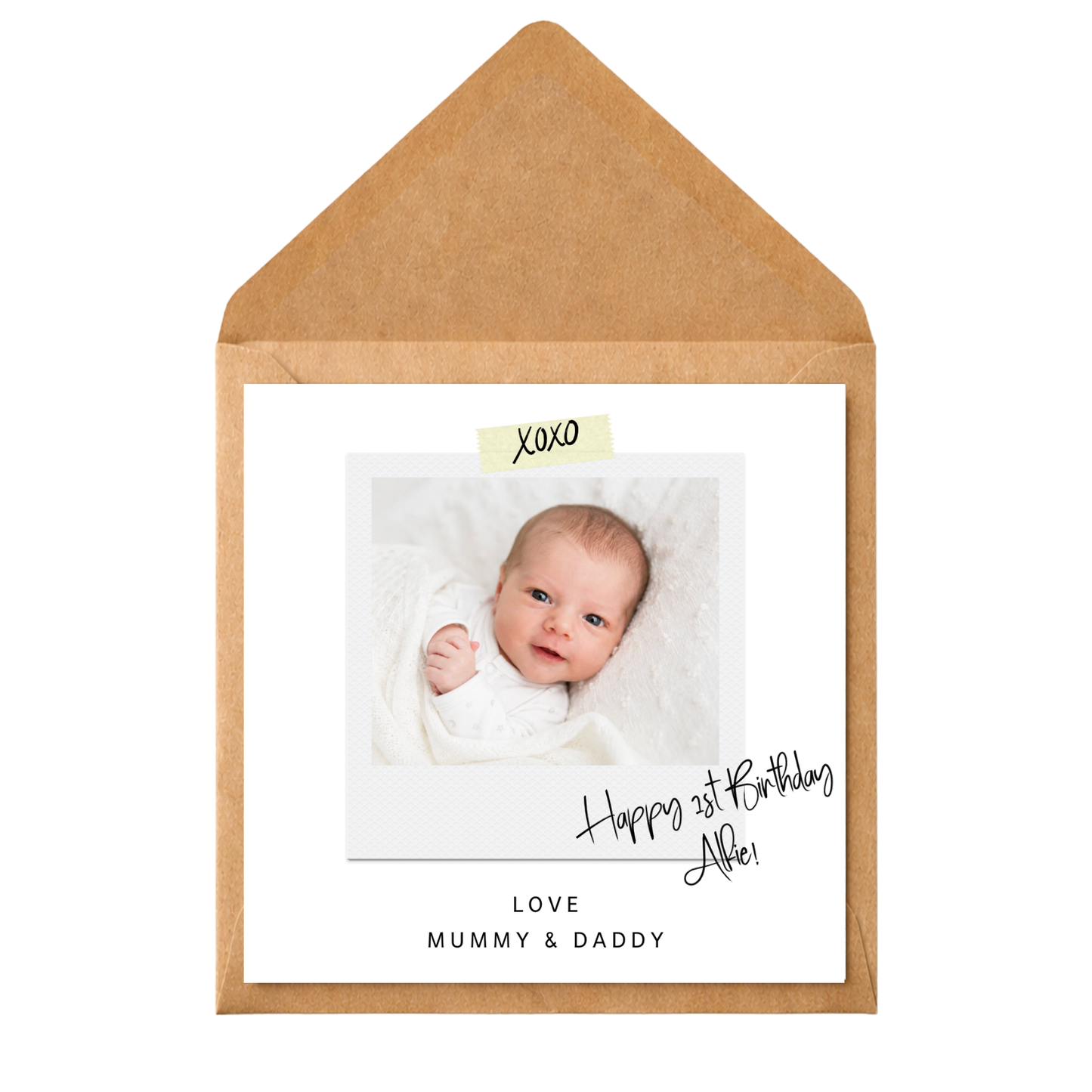 Personalised Photo Birthday Card Any AgPersonalised 1st Birthday Photo Card | Custom Baby Birthday Card | First Birthday Keepsake Card | Any Age Birthday Photo Card | Polaroid Style