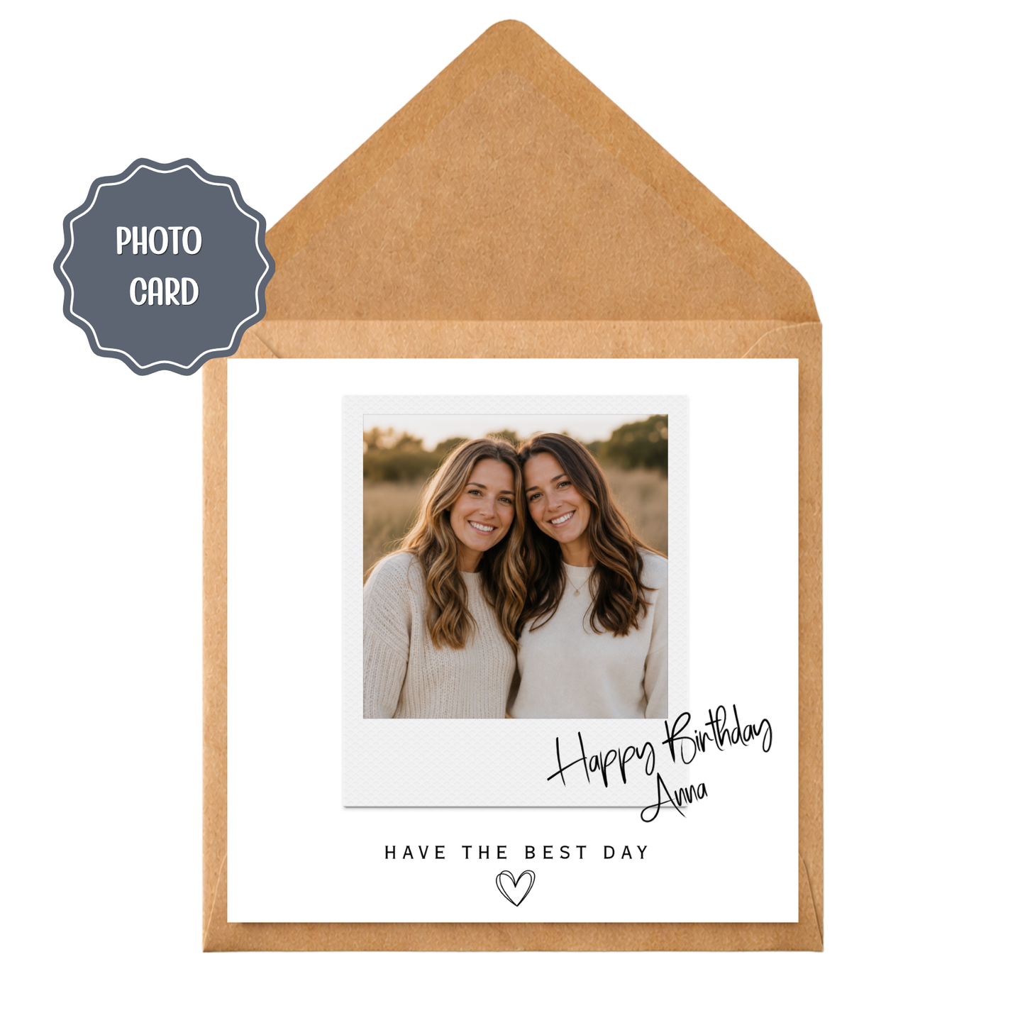 Personalised Photo Birthday Card | Custom Polaroid Picture Card | Any Age Birthday Card | Friend Sister Mum Daughter Wife Gift