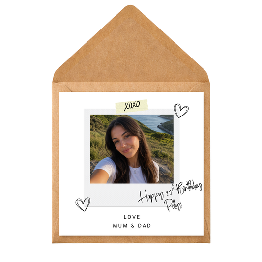 Personalised Photo Birthday Card Any Age | Custom Milestone Birthday Card | Polaroid Picture Card | Mum Dad Daughter Son