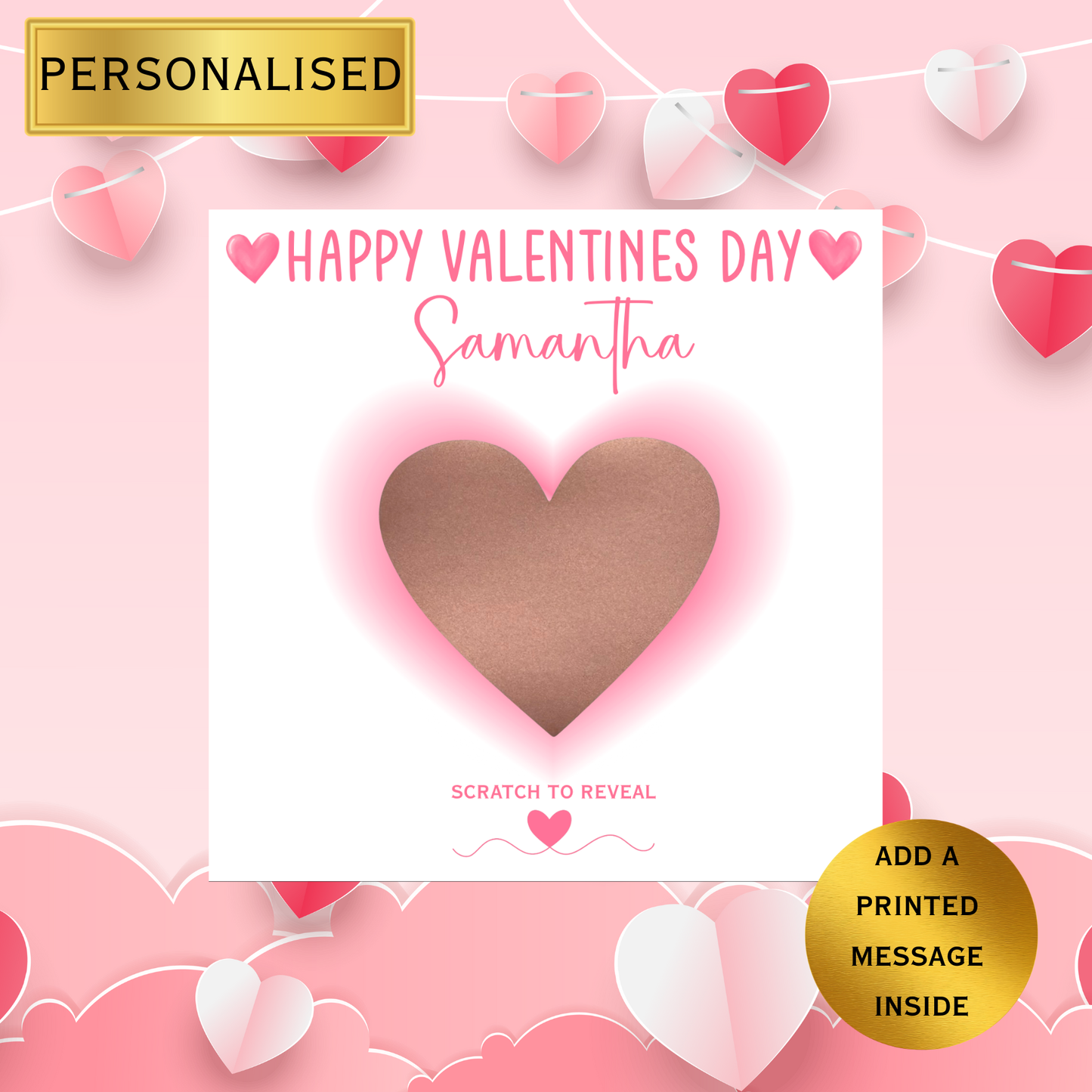 Personalised Scratch to Reveal Valentine’s Card | Custom Name Valentines Day Card | Surprise Reveal Love Card for everyone