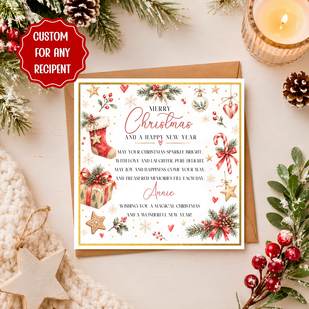 Personalised Christmas Card with Poem, Custom Name Xmas Card, Heartfelt Christmas Greeting Card, Special Christmas Card for Anyone