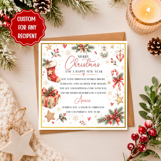 Personalised Christmas Card with Poem, Custom Name Xmas Card, Heartfelt Christmas Greeting Card, Special Christmas Card for Anyone