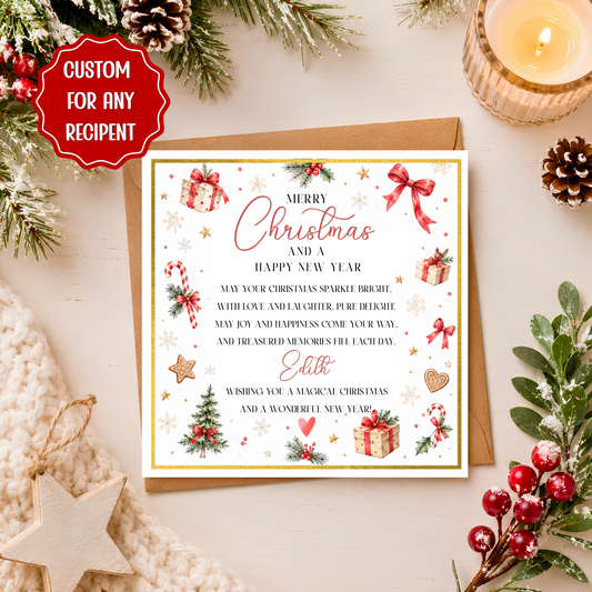 Personalised Christmas Card with Poem, Custom Name Xmas Card, Heartfelt Christmas Greeting Card, Special Christmas Card for Anyone