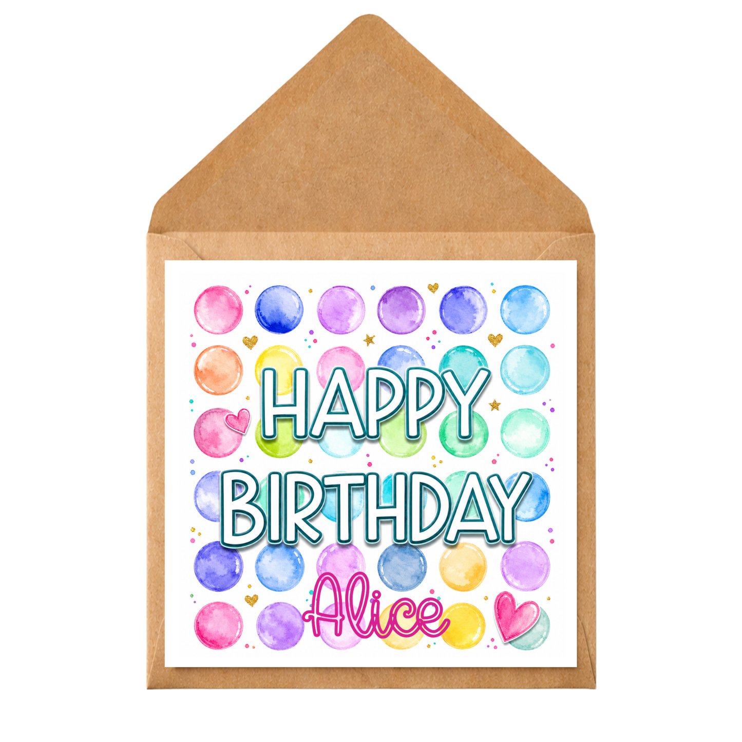 Personalised Polka Dot Birthday Card | Any Name & Age | Colourful Birthday Card for Her, Him, Kids & Adults