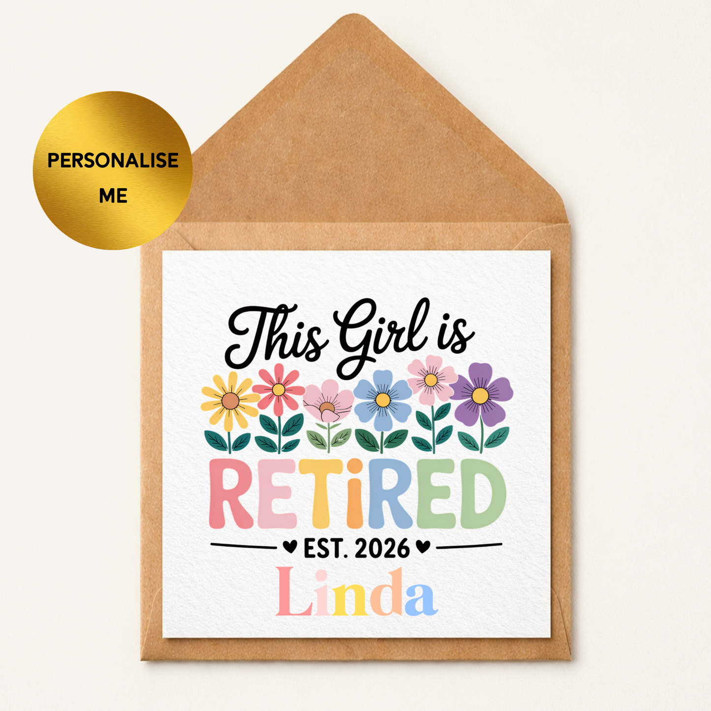 Personalised Retirement Card For Her | This Girl Is Retired Card | Custom Name Retirement Card | Funny Retirement Gift