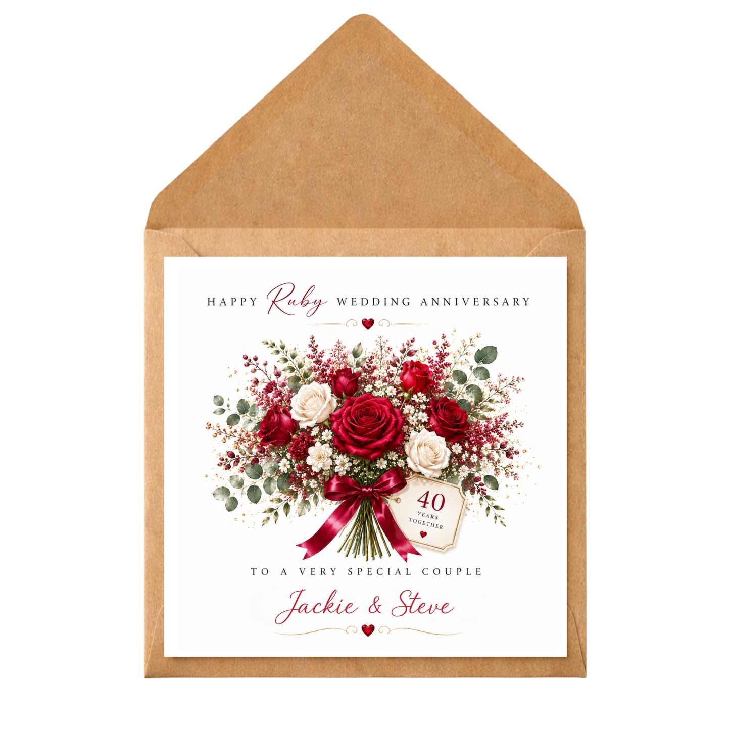 Personalised 40th Wedding Anniversary Card, Ruby Wedding Anniversary Card, Personalised Ruby Anniversary Card, 40 Years Together Card