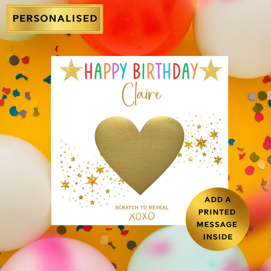 Personalised Scratch-to-Reveal Birthday Card – Any Name & Surprise Message for any occasion