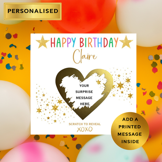 Personalised Scratch-to-Reveal Birthday Card – Any Name & Surprise Message for any occasion