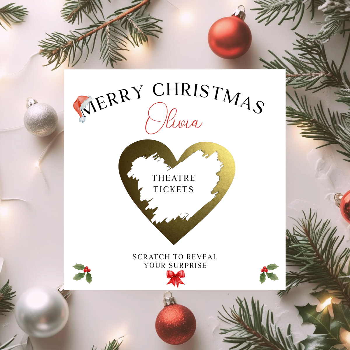 Personalised Christmas Scratch Card, Surprise Gift Reveal Card, Christmas Experience Gift, Secret Message Scratch Off Card, Any Recipient