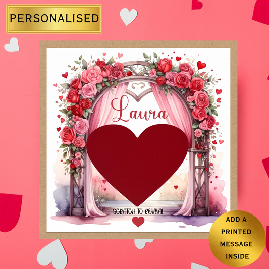 Personalised Scratch to Reveal Card | Romantic Valentine’s Day Card | Custom Name Scratch Heart Card | Anniversary Love Card | Surprise Card