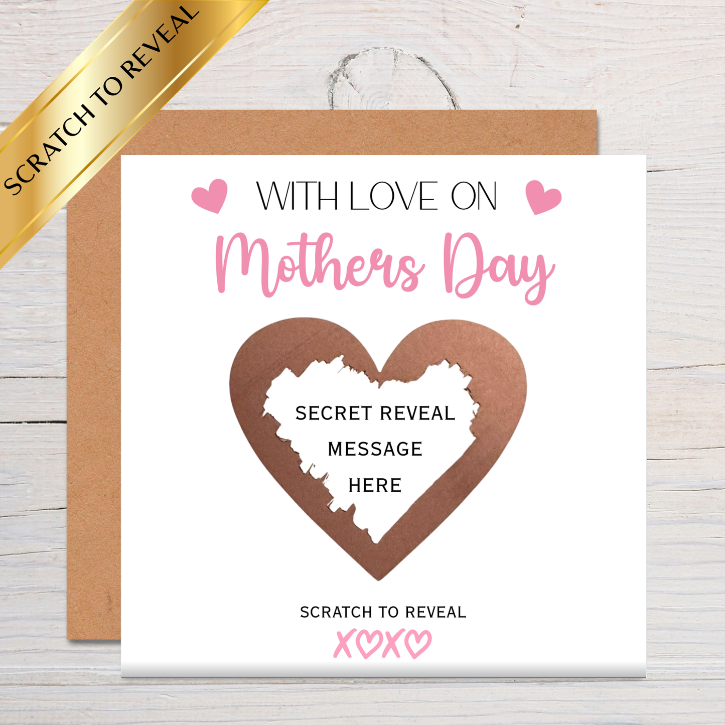 Personalised Mothers Day Scratch Card, Scratch to Reveal Mothers Day Card, Custom Hidden Message Card for Mum, Nana, Grandma, Step Mum