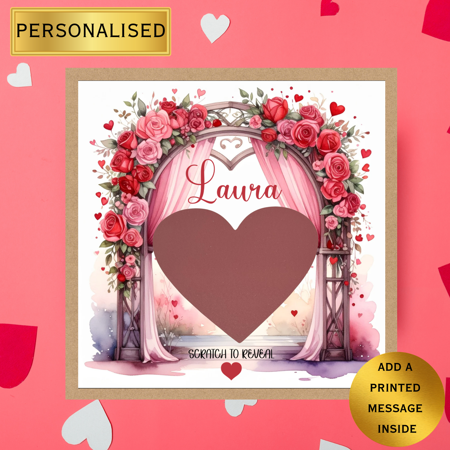 Personalised Scratch to Reveal Card | Romantic Valentine’s Day Card | Custom Name Scratch Heart Card | Anniversary Love Card | Surprise Card