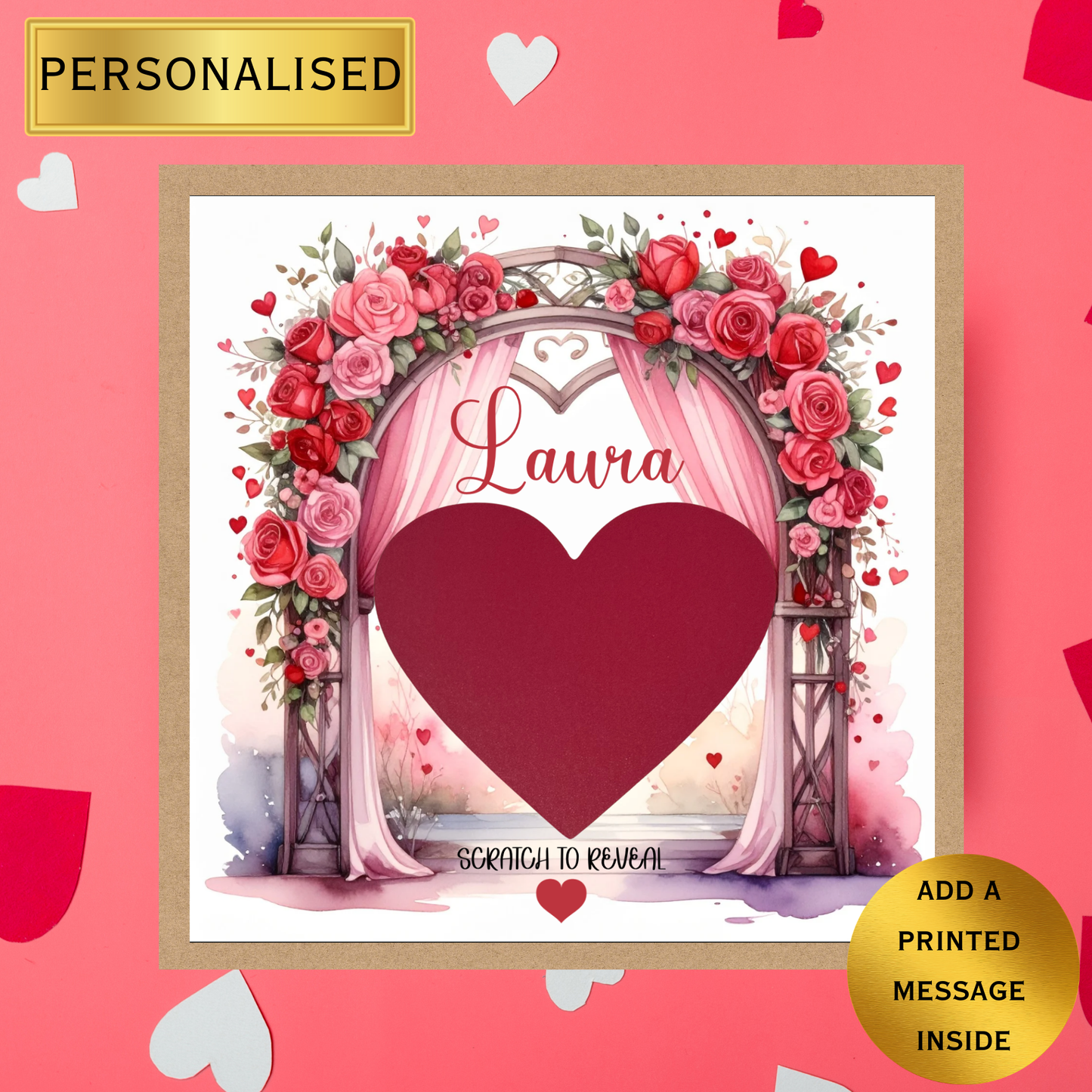 Personalised Scratch to Reveal Card | Romantic Valentine’s Day Card | Custom Name Scratch Heart Card | Anniversary Love Card | Surprise Card