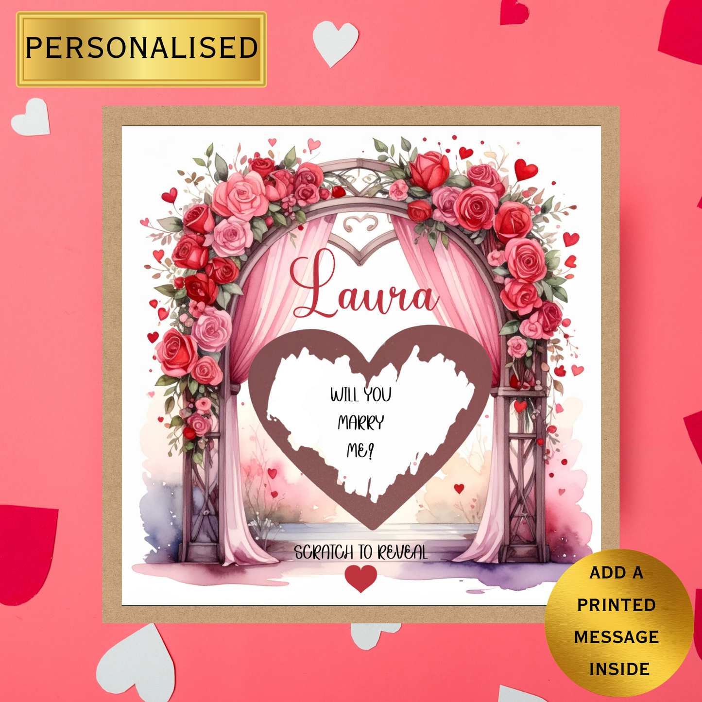Personalised Scratch to Reveal Card | Romantic Valentine’s Day Card | Custom Name Scratch Heart Card | Anniversary Love Card | Surprise Card