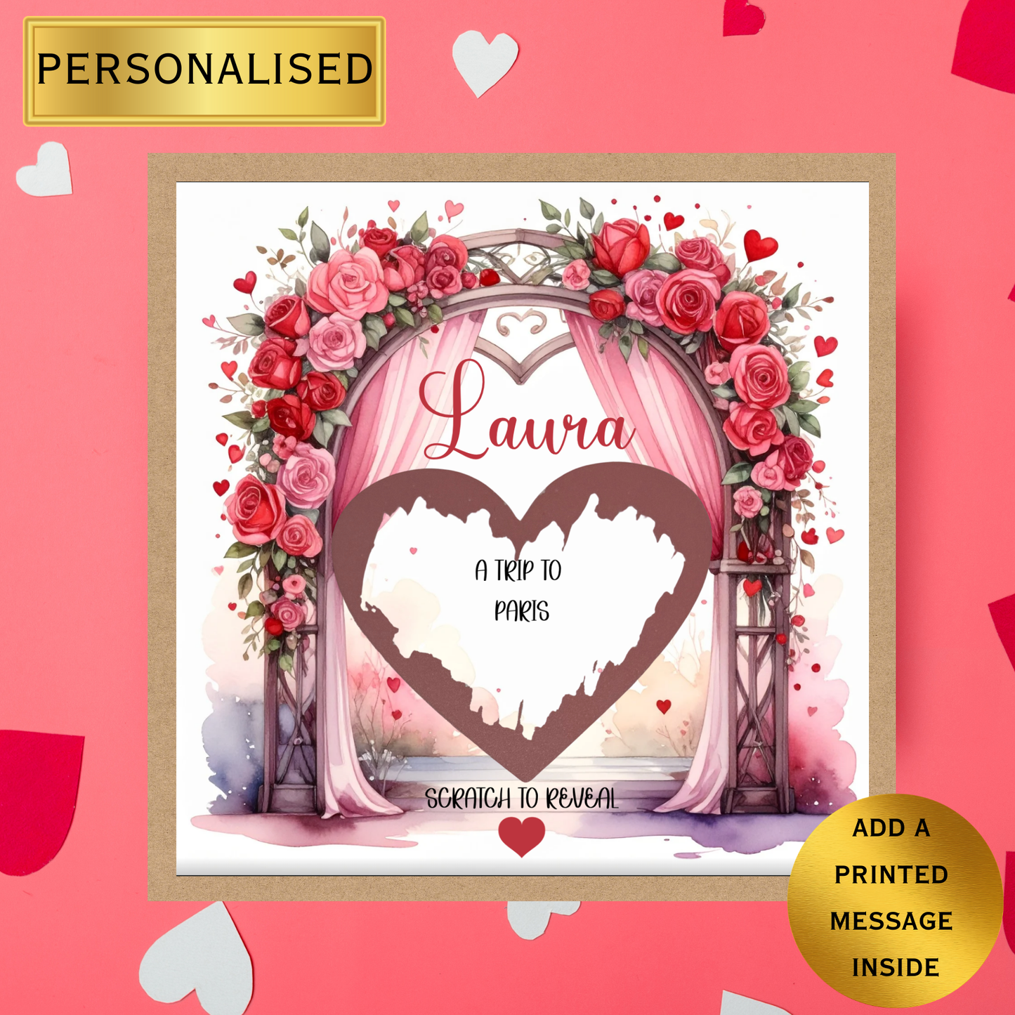 Personalised Scratch to Reveal Card | Romantic Valentine’s Day Card | Custom Name Scratch Heart Card | Anniversary Love Card | Surprise Card
