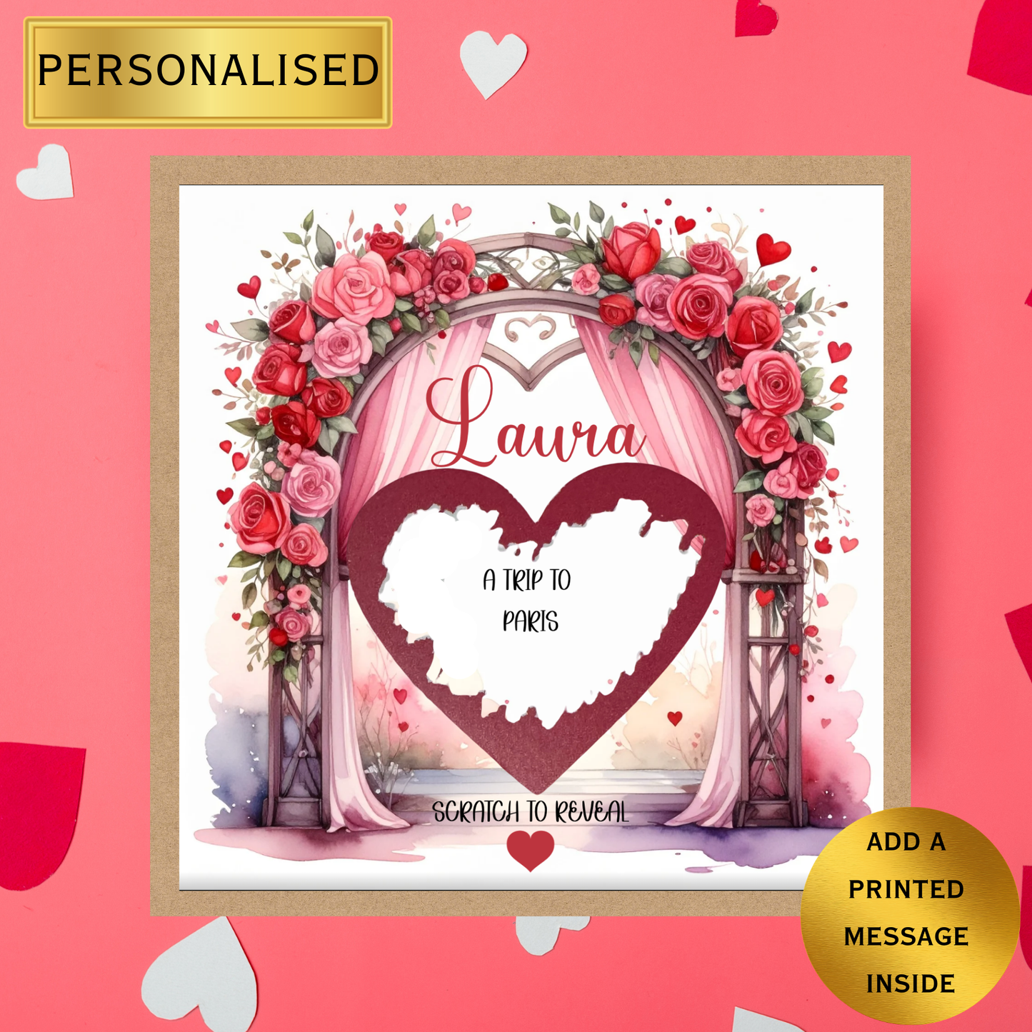 Personalised Scratch to Reveal Card | Romantic Valentine’s Day Card | Custom Name Scratch Heart Card | Anniversary Love Card | Surprise Card