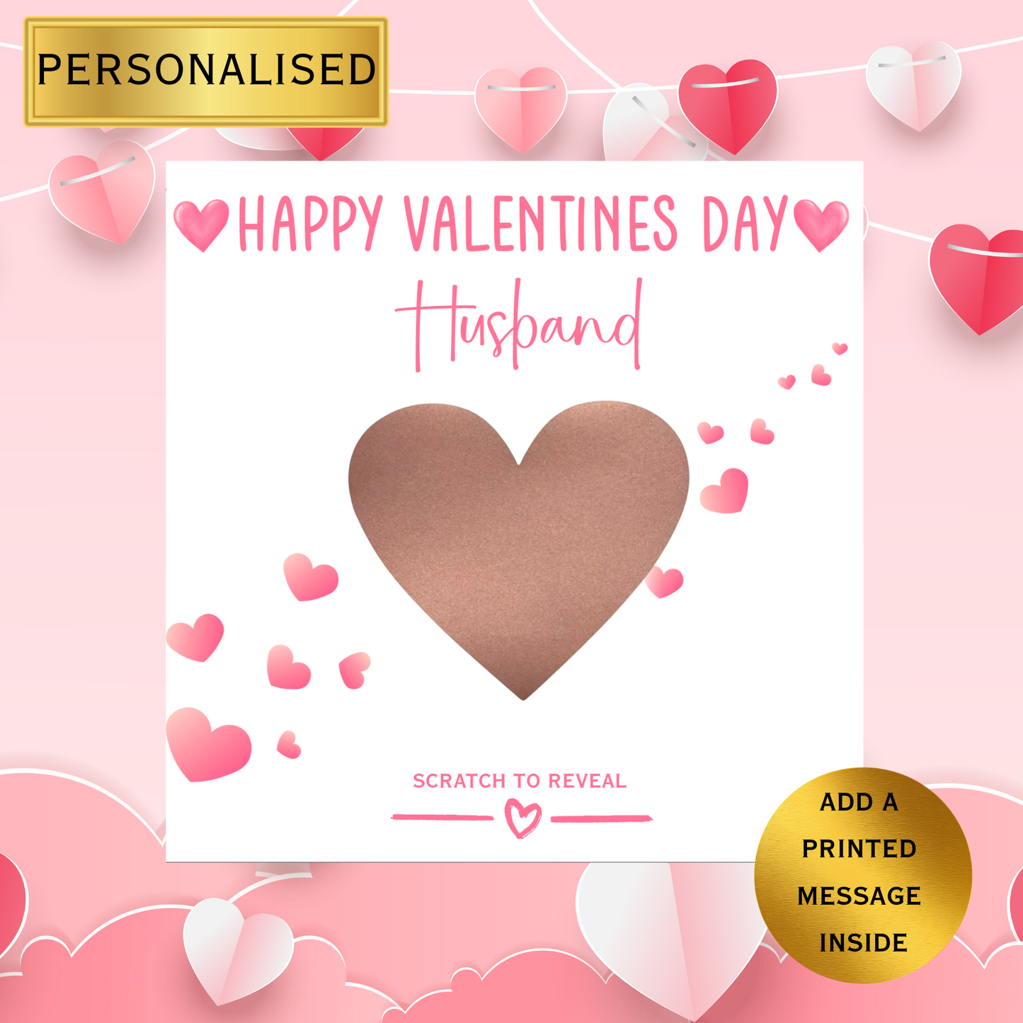 Personalised Scratch to Reveal Valentine’s Day Card | Romantic Scratch Heart Card | Husband Wife Boyfriend Girlfriend | Valentines Day Card