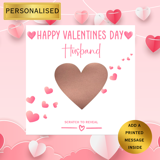 Personalised Scratch to Reveal Valentine’s Day Card | Romantic Scratch Heart Card | Husband Wife Boyfriend Girlfriend | Valentines Day Card