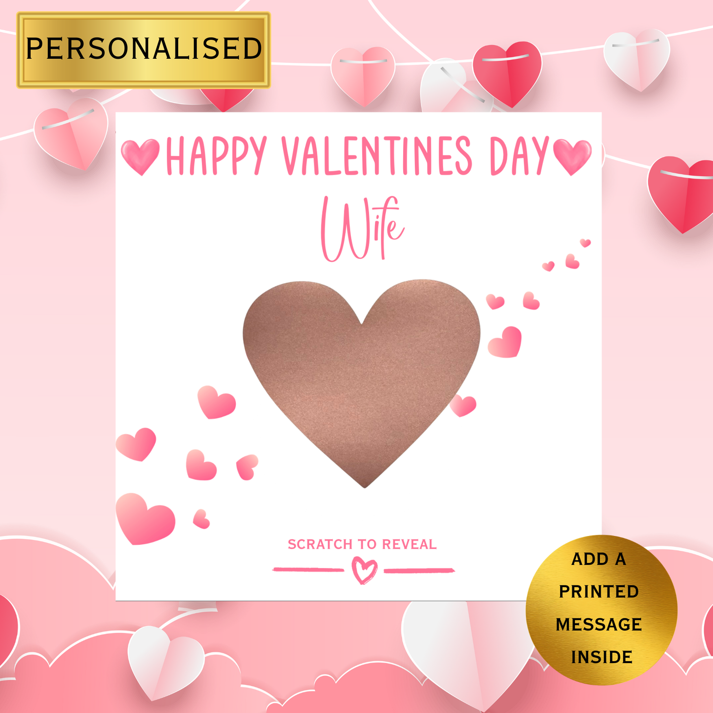Personalised Scratch to Reveal Valentine’s Day Card | Romantic Scratch Heart Card | Husband Wife Boyfriend Girlfriend | Valentines Day Card