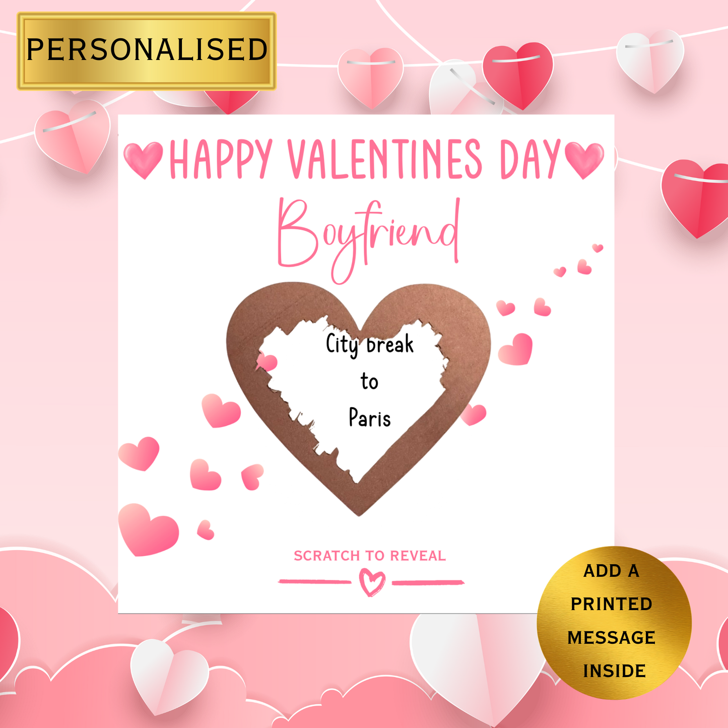 Personalised Scratch to Reveal Valentine’s Day Card | Romantic Scratch Heart Card | Husband Wife Boyfriend Girlfriend | Valentines Day Card