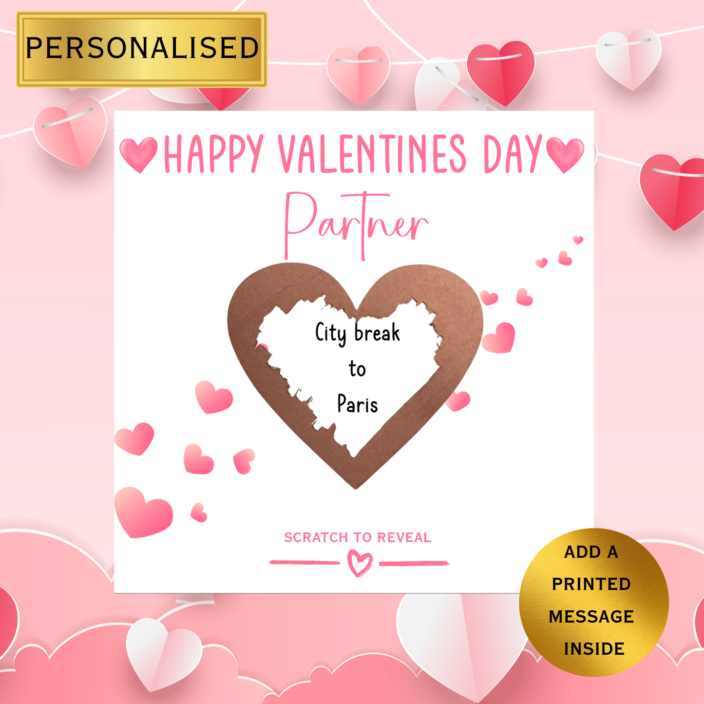 Personalised Scratch to Reveal Valentine’s Day Card | Romantic Scratch Heart Card | Husband Wife Boyfriend Girlfriend | Valentines Day Card