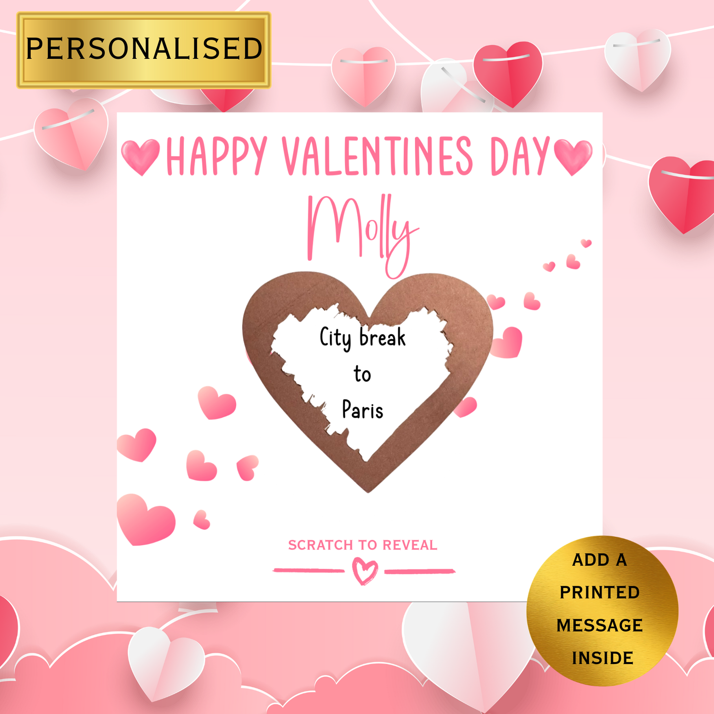 Personalised Scratch to Reveal Valentine’s Day Card | Romantic Scratch Heart Card | Husband Wife Boyfriend Girlfriend | Valentines Day Card